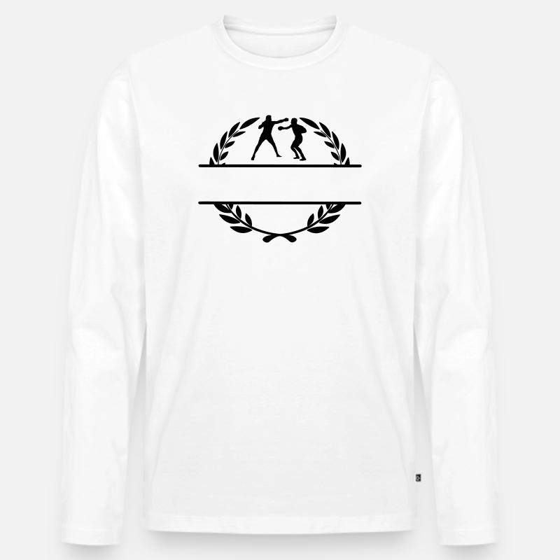 Boxer im Lorbeerkranz - Männer Premium Bio Langarmshirt - Weiß
