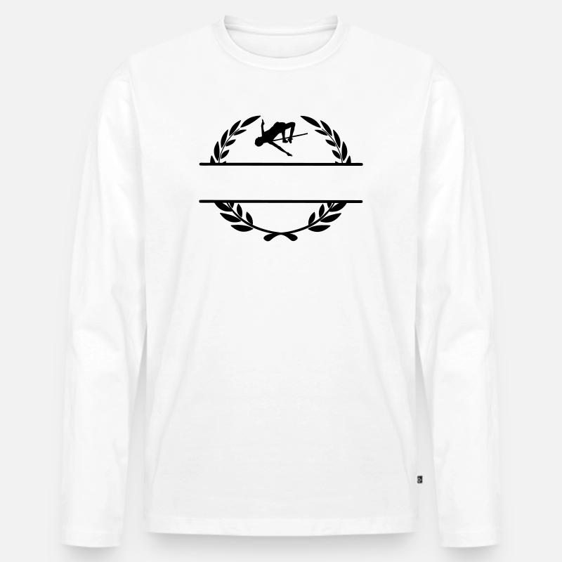 Hochspringer im Lorbeerkranz - Männer Premium Bio Langarmshirt - Weiß