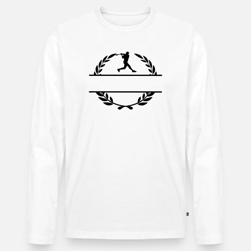 Baseballspieler-Hitter-Monogramm - Männer Premium Bio Langarmshirt - Weiß