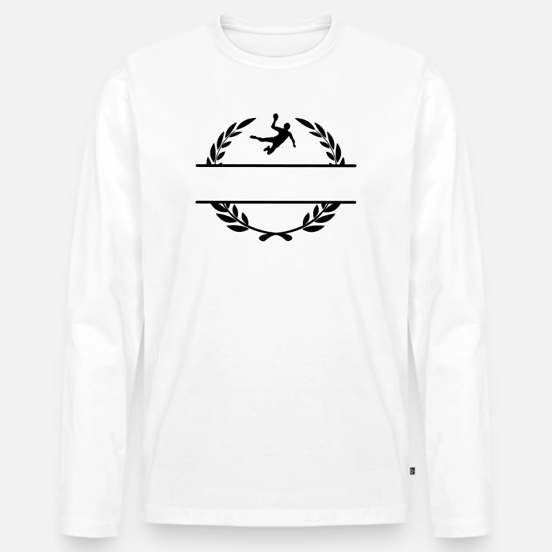 Handballer-Monogramm im Lorbeerkranz - Männer Premium Bio Langarmshirt - Weiß