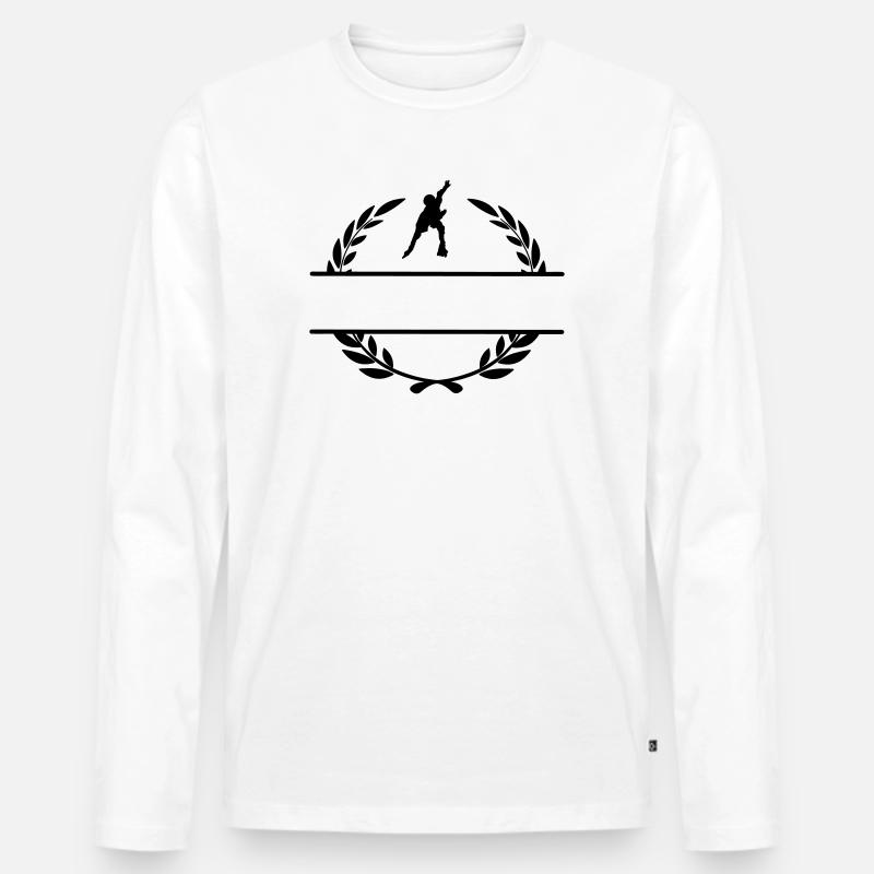 Rochen mit Lorbeerkranz-Monogramm - Männer Premium Bio Langarmshirt - Weiß