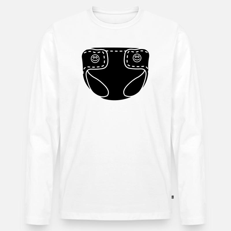Babywindel - Männer Premium Bio Langarmshirt - Weiß