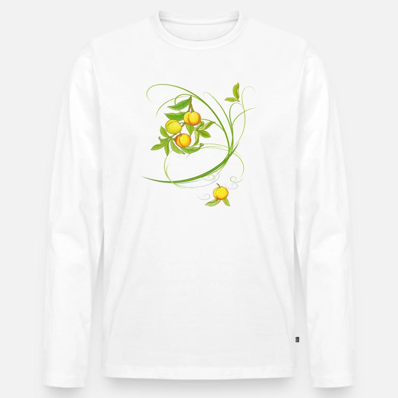 Pfirsiche, Obst - Männer Premium Bio Langarmshirt - Weiß