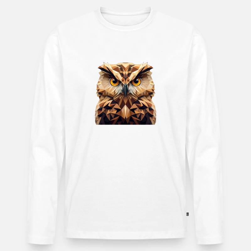 Polygon Eule - Männer Premium Bio Langarmshirt - Weiß