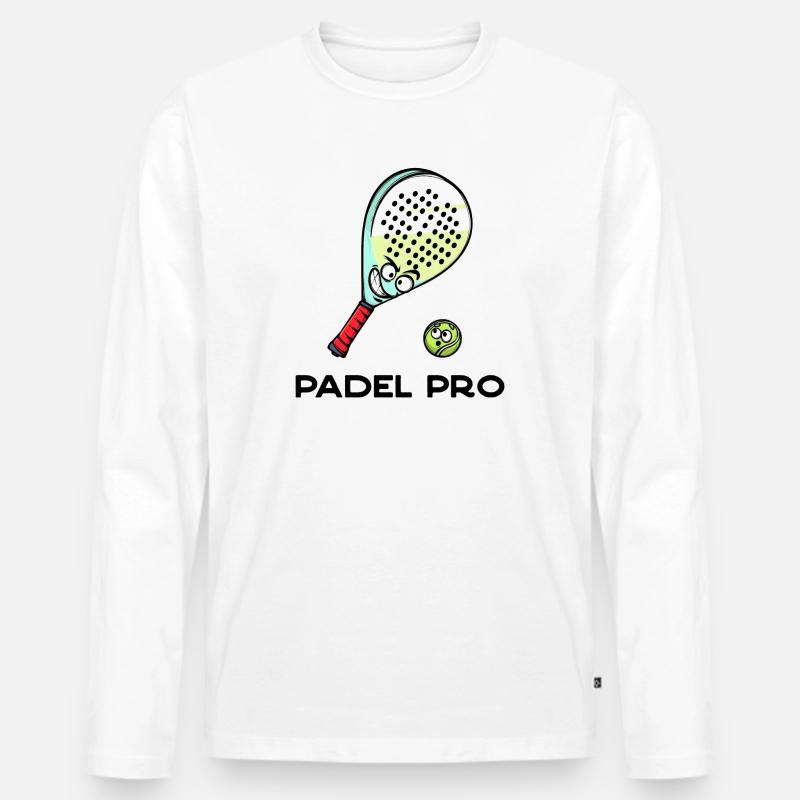 Rückschlag Statement Schläger Ball Statement Padel - Männer Premium Bio Langarmshirt - Weiß