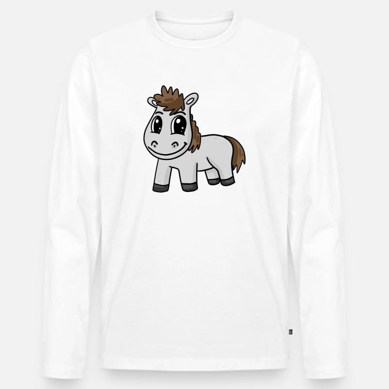 Pferd - Männer Premium Bio Langarmshirt - Weiß