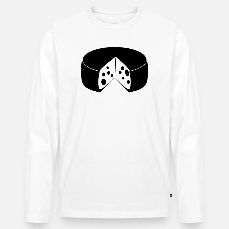 Käse mit Ausschnitt - Männer Premium Bio Langarmshirt - Weiß
