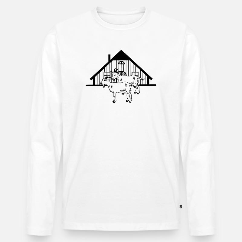 Ziegenfarm oder Stall - Männer Premium Bio Langarmshirt - Weiß