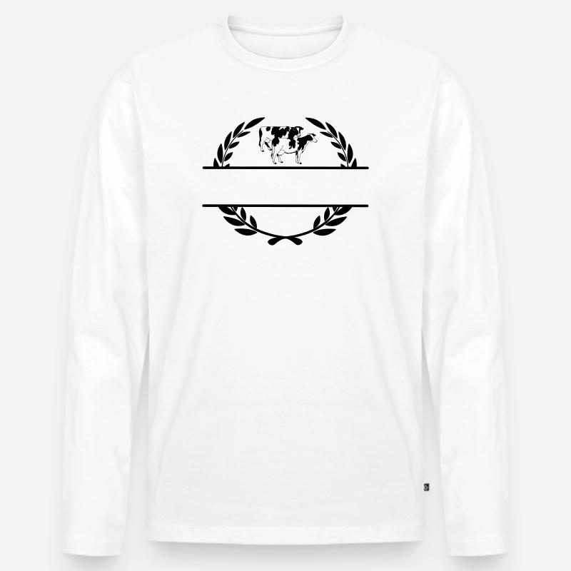 Monogramm Milchkühe - Männer Premium Bio Langarmshirt - Weiß