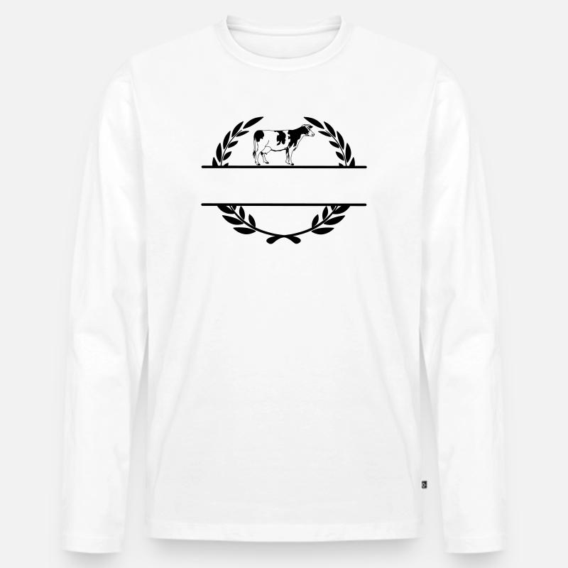 Monogramm der Milchkuh - Männer Premium Bio Langarmshirt - Weiß