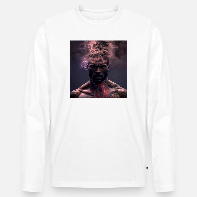Portrait elektrik 01 - Männer Premium Bio Langarmshirt - Weiß