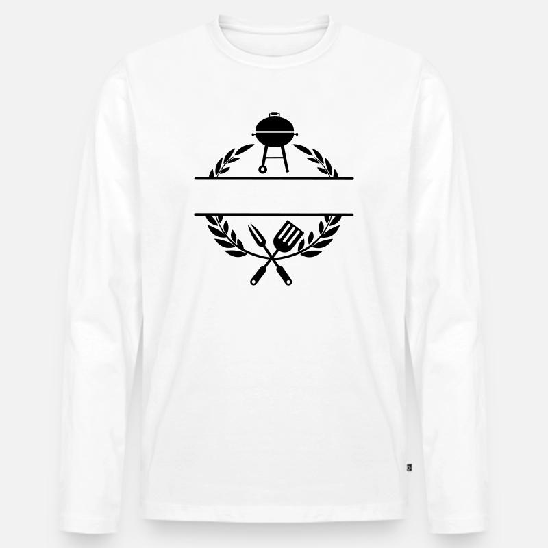 BBQ-Monogramm - Männer Premium Bio Langarmshirt - Weiß