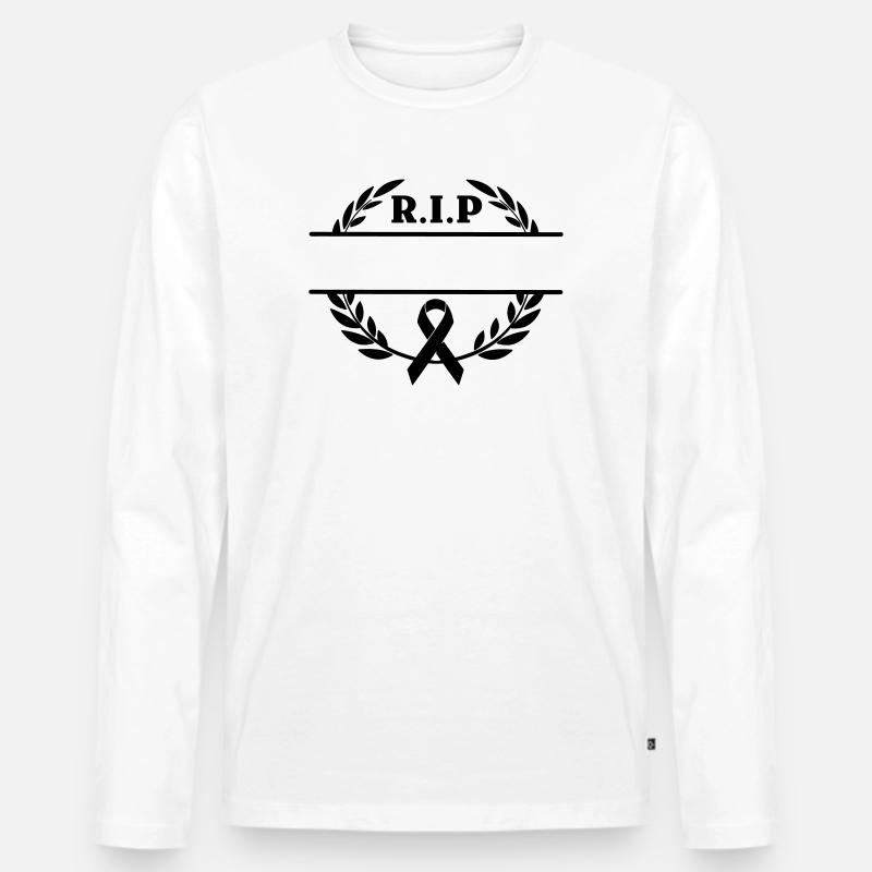 Lorbeerkranz R.I.P. Monogramm - Männer Premium Bio Langarmshirt - Weiß
