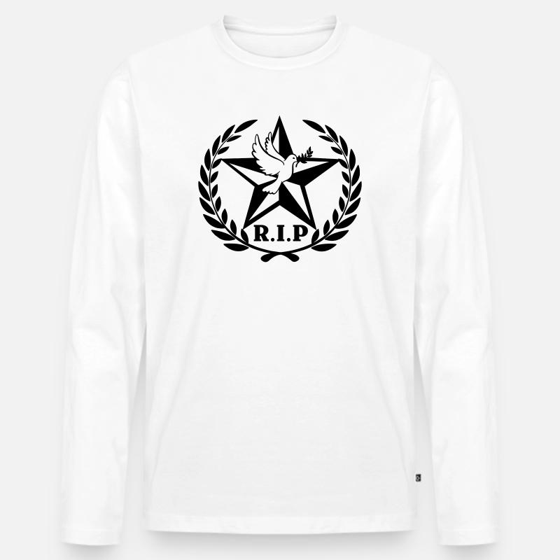 R.I.P Sterntaube Lorbeerkranz - Männer Premium Bio Langarmshirt - Weiß