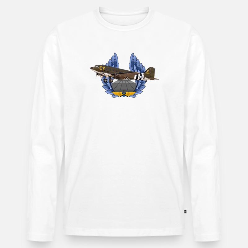 C-47 DC-3 - Männer Premium Bio Langarmshirt - Weiß