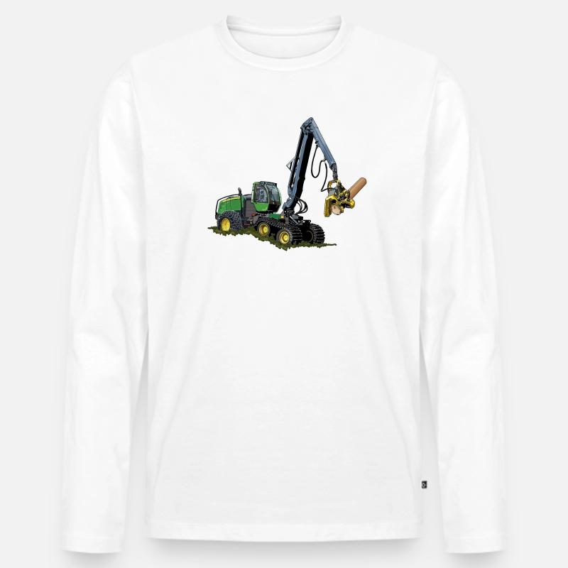 Harvester, Holzerntemaschine - Männer Premium Bio Langarmshirt - Weiß