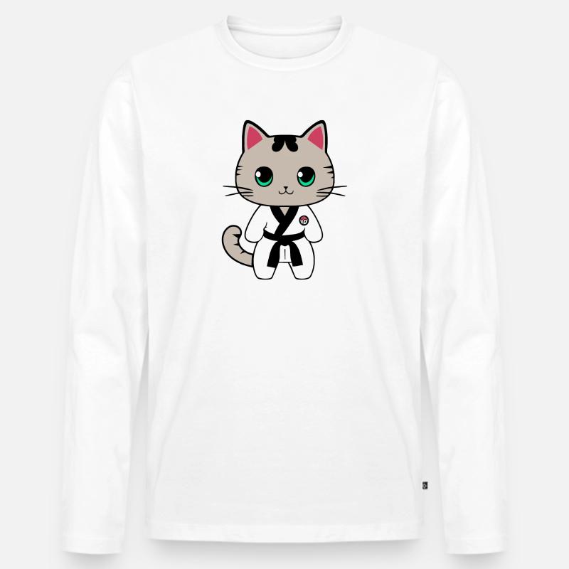 Karate Kätzchen - Männer Premium Bio Langarmshirt - Weiß