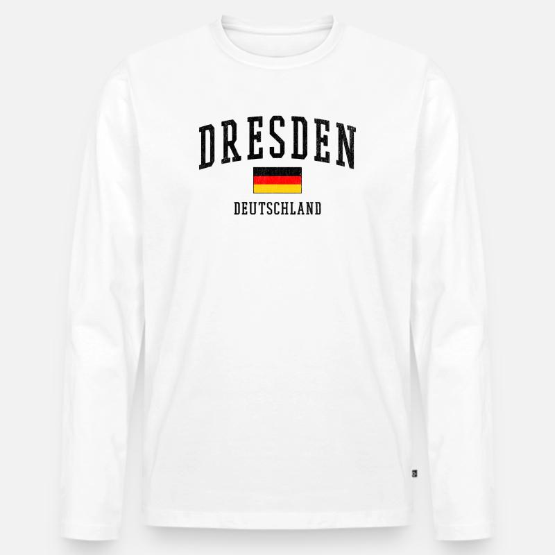 Dresden - Männer Premium Bio Langarmshirt - Weiß