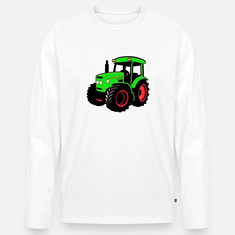 Traktor - Männer Premium Bio Langarmshirt - Weiß