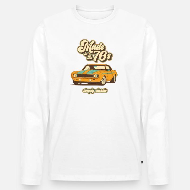70s Design - Männer Premium Bio Langarmshirt - Weiß
