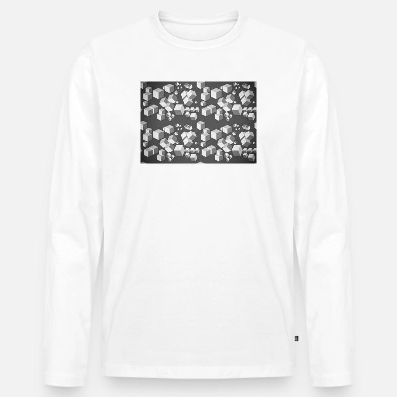 Dekopattern Grau-Weiss - Männer Premium Bio Langarmshirt - Weiß