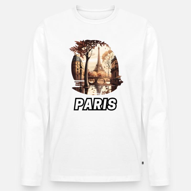 Paris - Männer Premium Bio Langarmshirt - Weiß