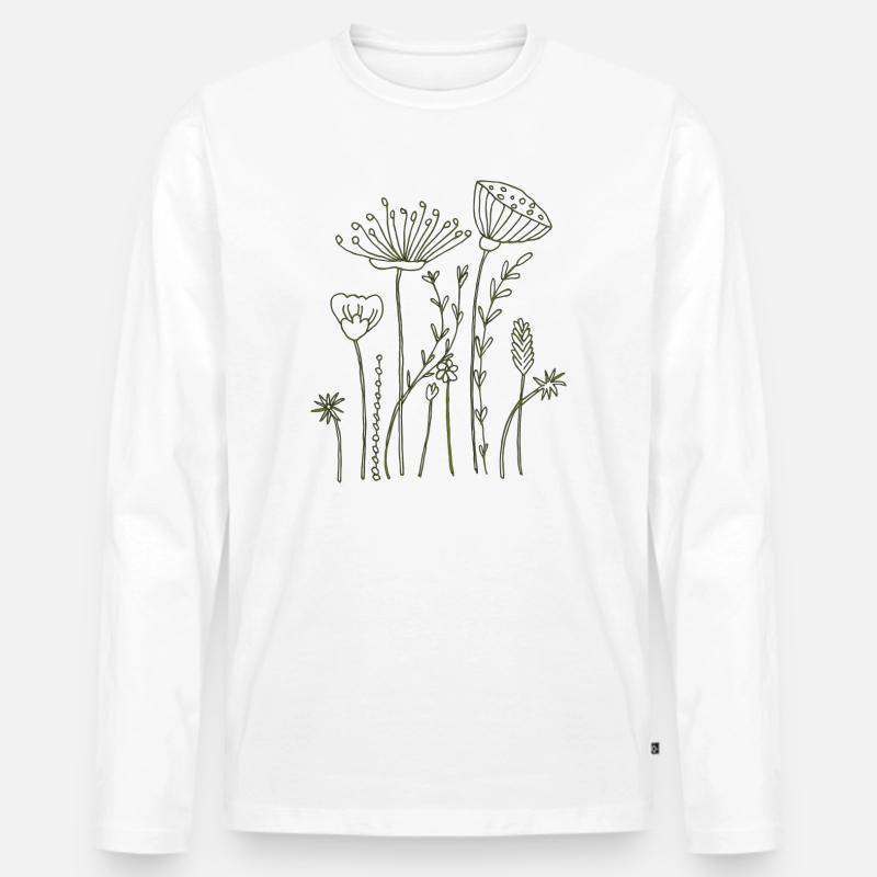 trockenblumen - Männer Premium Bio Langarmshirt - Weiß