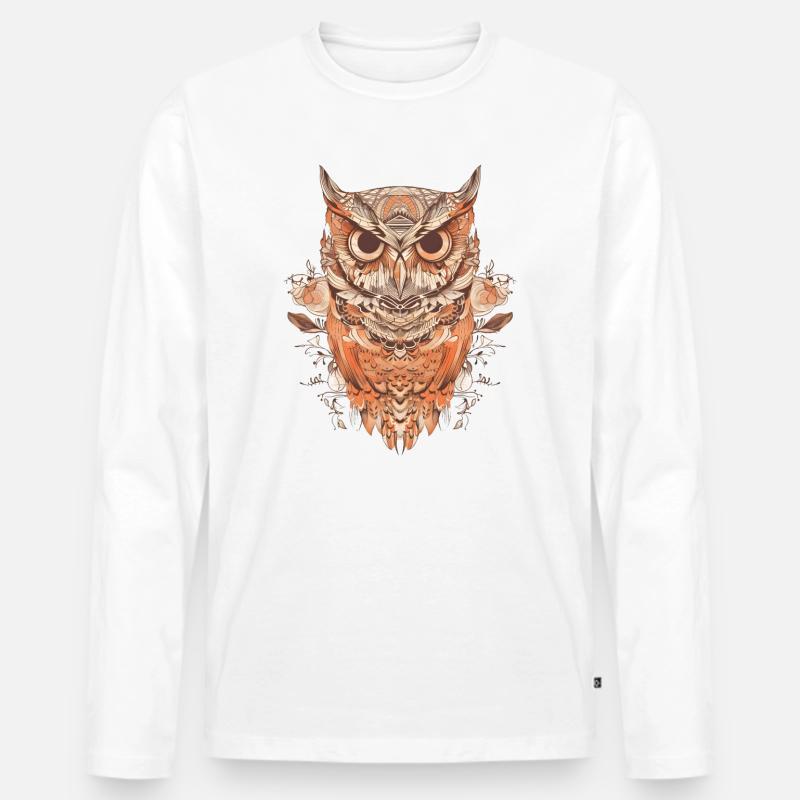 Muster Eule - Männer Premium Bio Langarmshirt - Weiß
