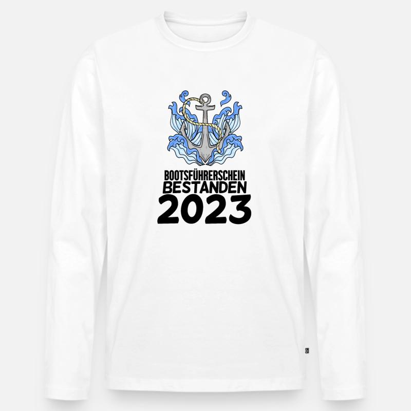 Bootsführerschein 2023 - Männer Premium Bio Langarmshirt - Weiß