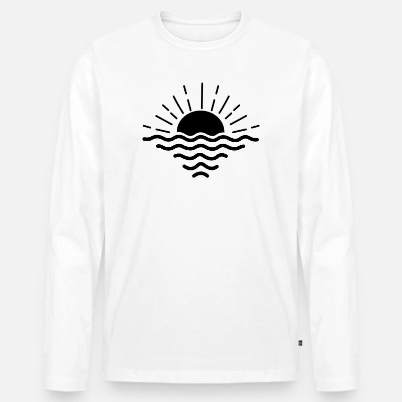 Sonnenuntergang Meer - Männer Premium Bio Langarmshirt - Weiß