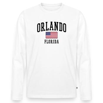 Orlando Florida Design mit USA Flagge - Männer Premium Bio Langarmshirt - Weiß - Vorne - Nico (187cm)