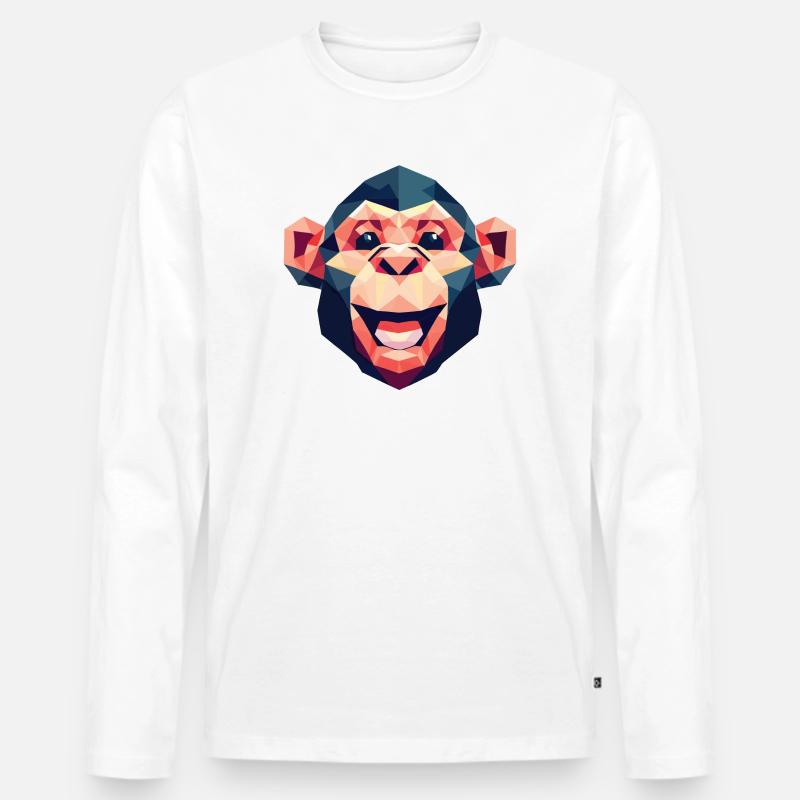 Polygon-Affe - Männer Premium Bio Langarmshirt - Weiß