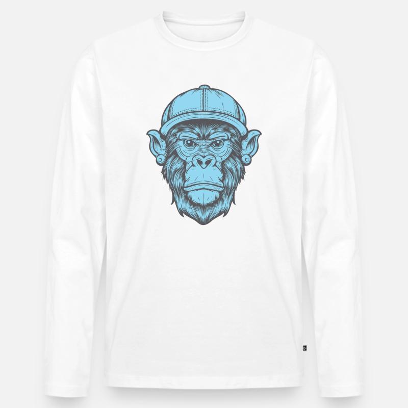 Funky Affe - Männer Premium Bio Langarmshirt - Weiß