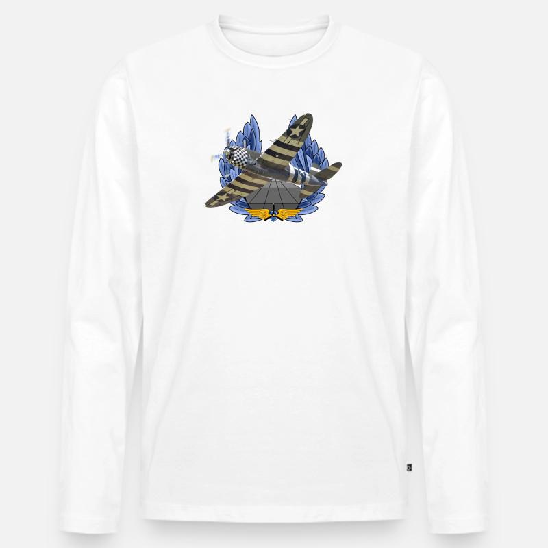 P-47 Thunderbolt - Männer Premium Bio Langarmshirt - Weiß