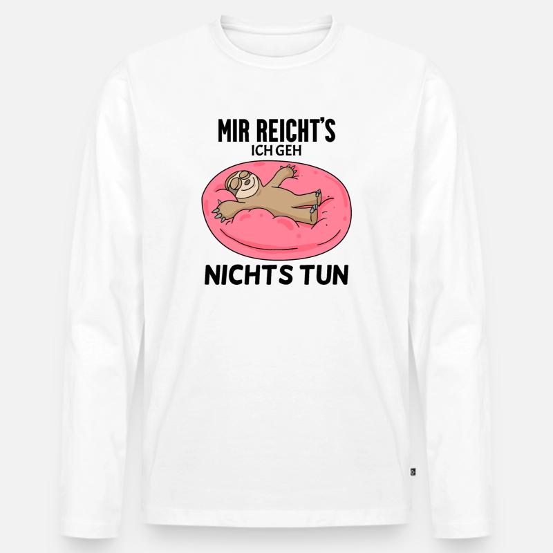 Faultier Spruch - Männer Premium Bio Langarmshirt - Weiß