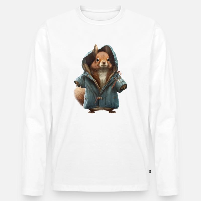 Design mit einem Eichhörnchen was eine Jacke trägt - Männer Premium Bio Langarmshirt - Weiß