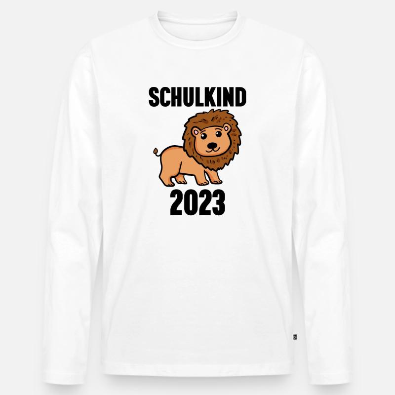 Schuldkind Einschulung 2023 - Männer Premium Bio Langarmshirt - Weiß