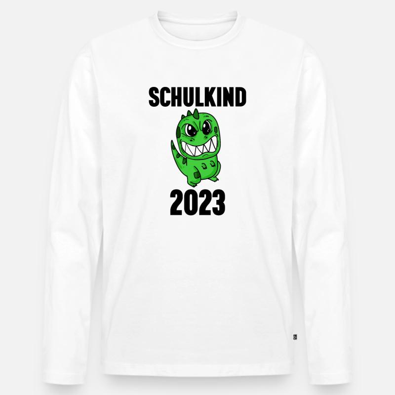 Schuldkind Einschulung 2023 - Männer Premium Bio Langarmshirt - Weiß
