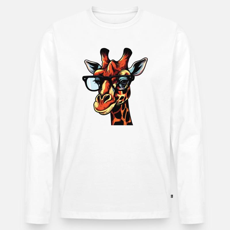 Cartoon Comic Giraffe Design - Männer Premium Bio Langarmshirt - Weiß