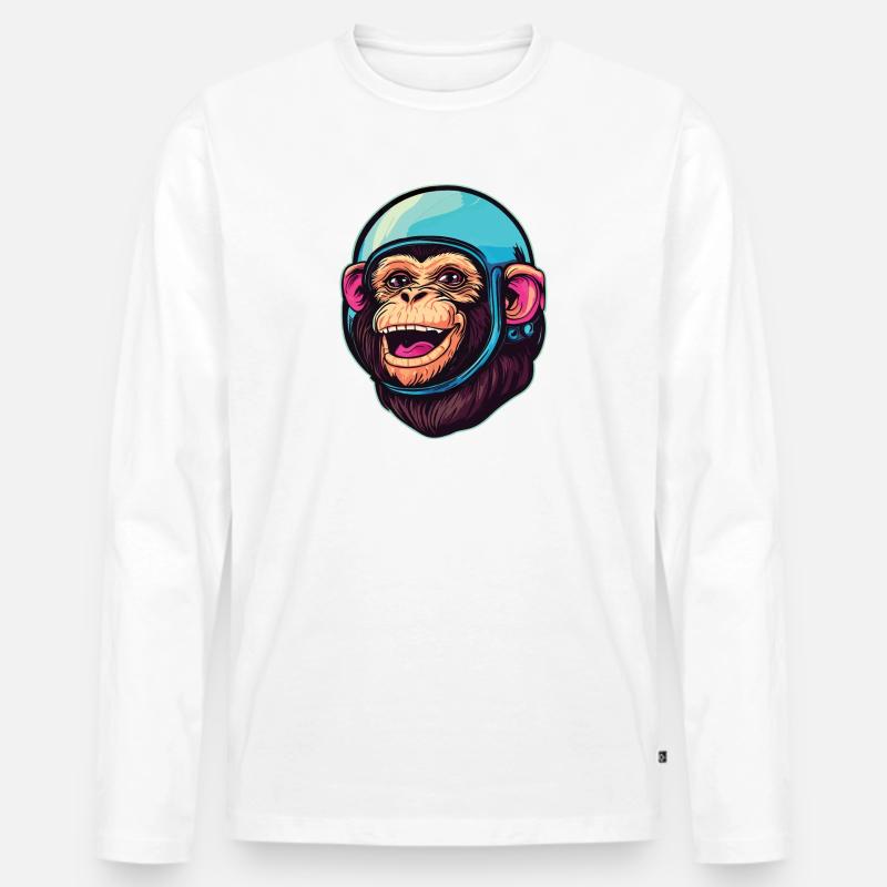 Weltraum-Affe - Männer Premium Bio Langarmshirt - Weiß