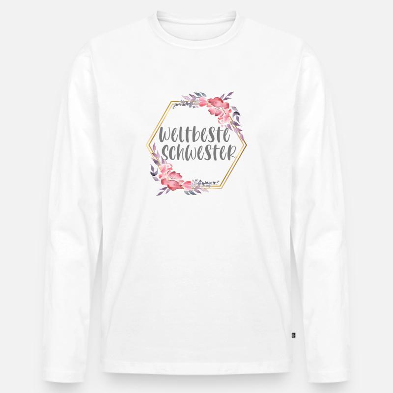Weltbeste Schwester Schwesterherz Geschenk - Männer Premium Bio Langarmshirt - Weiß