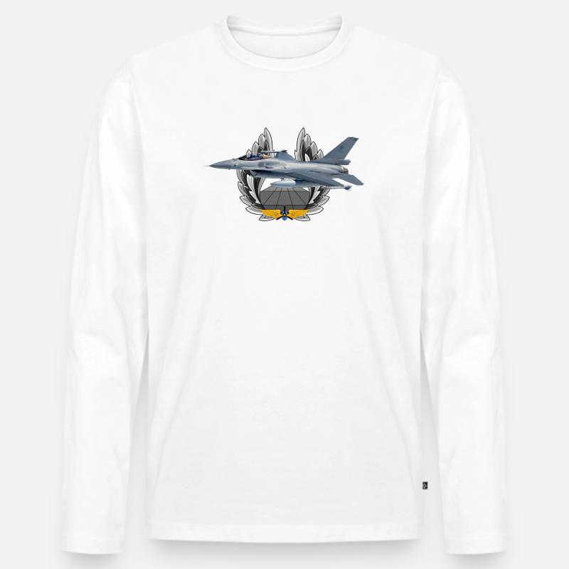 F-16 Fighting Falcon - Männer Premium Bio Langarmshirt - Weiß