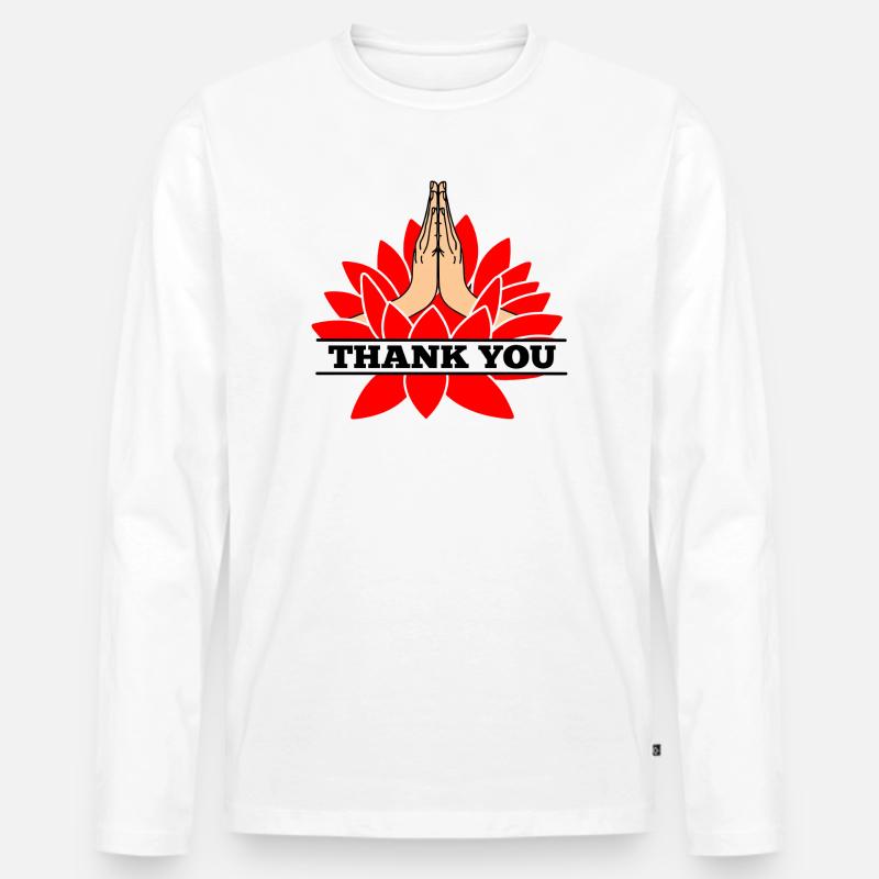 DANKE Danke Namaste mit schwarzem Text - Männer Premium Bio Langarmshirt - Weiß
