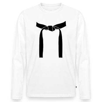 Bande de sports de combat ou obi - T-shirt manches longues Premium bio Homme - blanc - Devant - Nico (187cm)