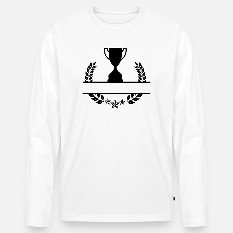 Lorbeerkranz-Monogramm-Becher - Männer Premium Bio Langarmshirt - Weiß