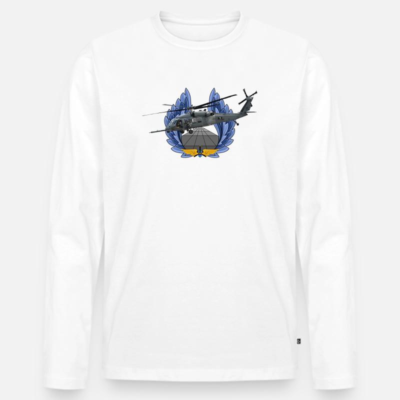 UH-60 Black Hawk - Männer Premium Bio Langarmshirt - Weiß