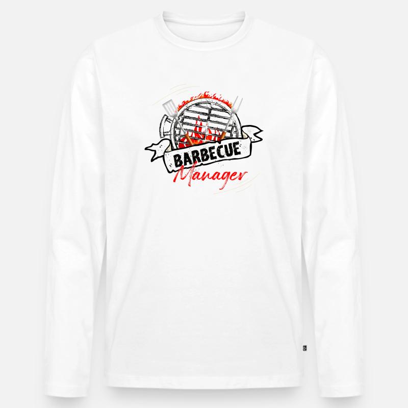 Barbecue Manager - Männer Premium Bio Langarmshirt - Weiß