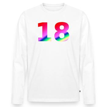 oberteile geburtstag, 18 rosatöne farbverlauf - Männer Premium Bio Langarmshirt - Weiß - Vorne - Nico (187cm)