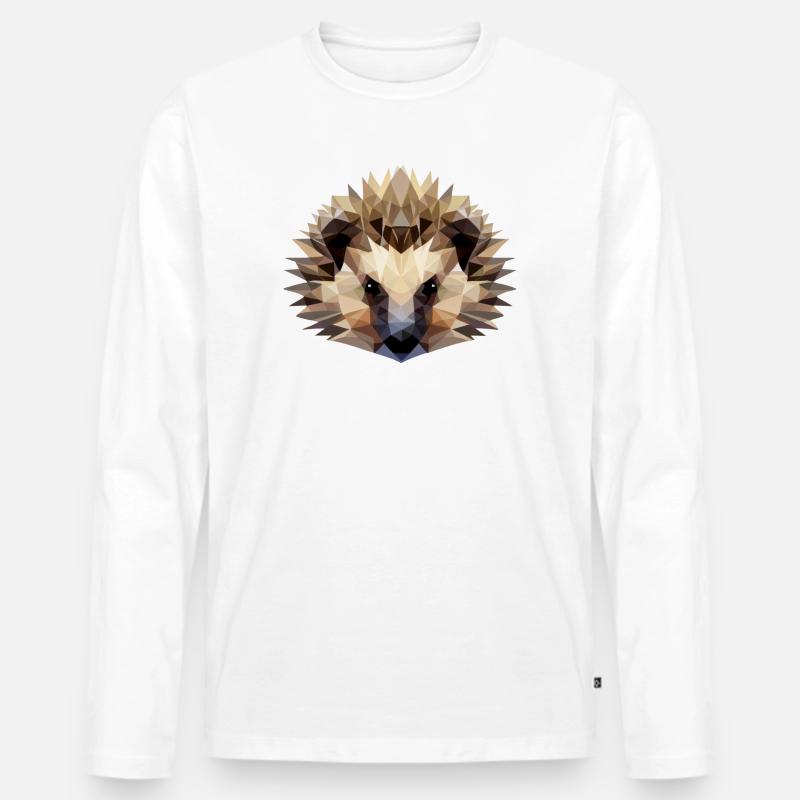 Igel Polygon Style - Männer Premium Bio Langarmshirt - Weiß