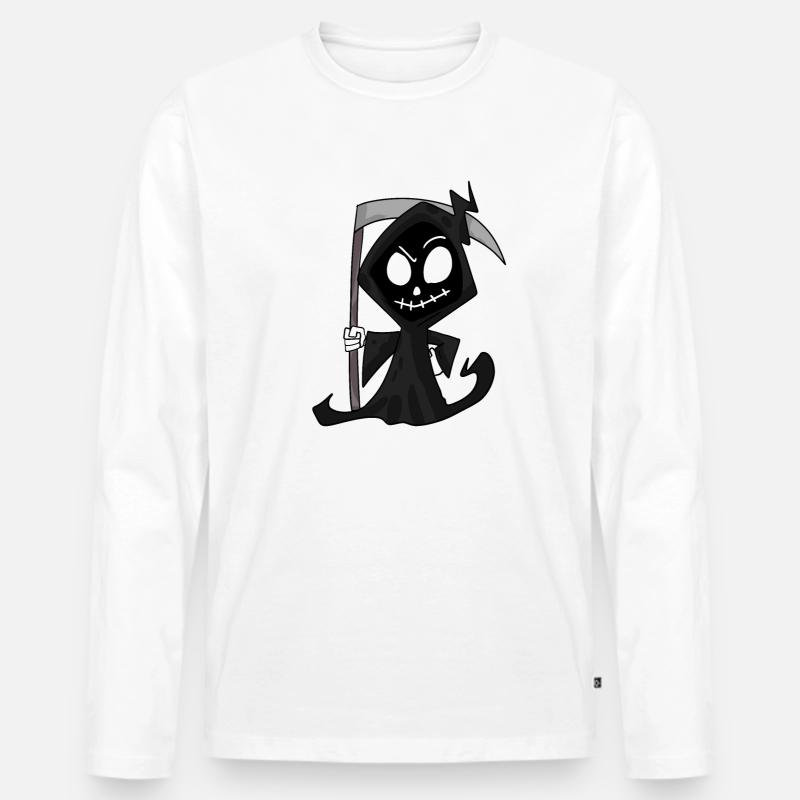 Sensenmann mit Sense - Halloween - Männer Premium Bio Langarmshirt - Weiß